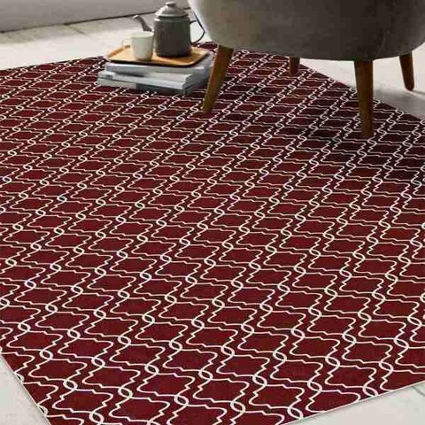 Tapete Casablanca Sala Quarto Antiderrapante Geométrico 132x250cm Vermelho Casa Dona