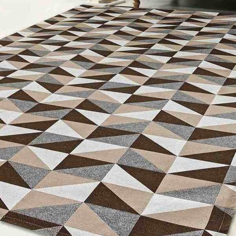 Tapete Dallas Sala Quarto Antiderrapante Geométrico 132x100cm Caramelo Casa Dona