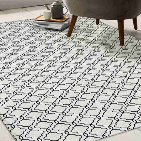 Tapete Casablanca Sala Quarto Antiderrapante Geométrico 132x100cm Cru Casa Dona