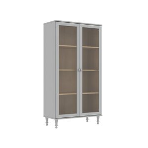 Cristaleira Estante Para Livros Ditália 2 Portas Vidro E-957 Cor:Cinza
