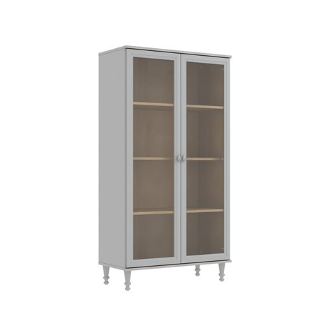 Cristaleira Estante Para Livros Ditália 2 Portas Vidro E-957 Cor:Cinza