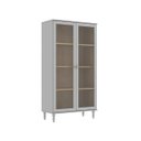 Ver imagem 1 de Cristaleira Estante Para Livros Ditália 2 Portas Vidro E-957 Cor:Cinza