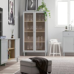 Cristaleira Estante Para Livros Ditália 2 Portas Vidro E-957 Cor:Cinza - 3