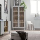 Ver imagem 3 de Cristaleira Estante Para Livros Ditália 2 Portas Vidro E-957 Cor:Cinza