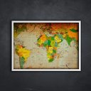 Ver imagem 4 de Quadro  Mapa Mundi Desgastado  100x150 Borda Infinita