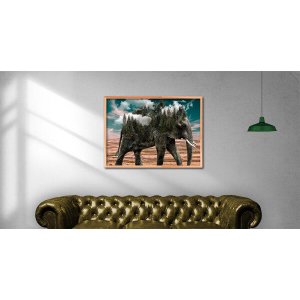 Quadro  Floresta Elefante  80x120 Borda Infinita