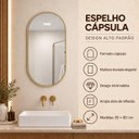 Ver imagem 6 de Espelho Decorativo Cápsula Borda Dourada 50x80cm Luxo Goldenx