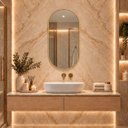 Ver imagem 5 de Espelho Decorativo Cápsula Borda Dourada 50x80cm Luxo Goldenx