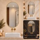Ver imagem 1 de Espelho Decorativo Cápsula Borda Dourada 50x80cm Luxo Goldenx