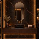Ver imagem 7 de Espelho Decorativo Cápsula Borda Dourada 50x80cm Luxo Goldenx