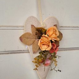 Coração Country Flores Laranja 24x15 - 2