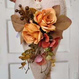 Coração Country Flores Laranja 24x15 - 3