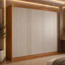 Ver imagem 1 de Guarda-Roupa Casal 100% MDF com 3 Portas de Correr 182cm Multimóveis CR35529 Madeirado/Off White