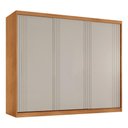 Ver imagem 2 de Guarda-Roupa Casal 100% MDF com 3 Portas de Correr 182cm Multimóveis CR35529 Madeirado/Off White
