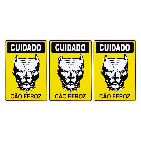 Combo 10 Placas de Sinalização Cuidado Cão Feroz 20x30 Acesso - P-6/3 F9e