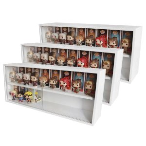 Expositor Funko Pop Mdf para Caixas e Pops, Portas em Vidro, Branco, Kit 3 Unidades - Dom Móveis