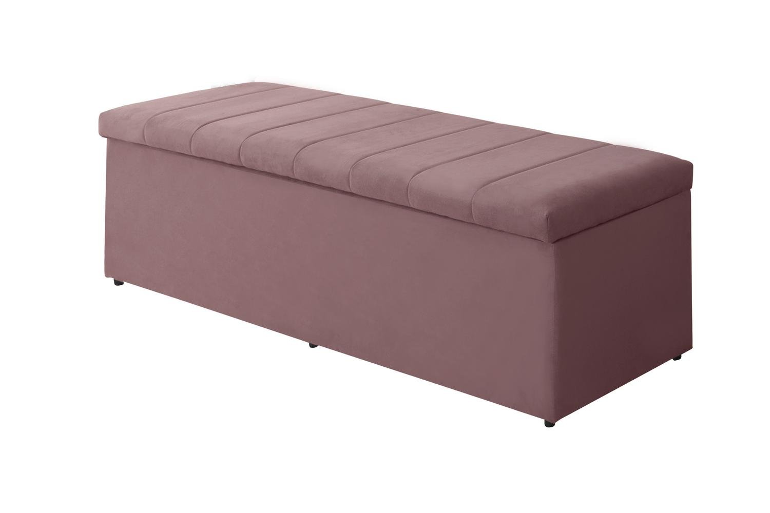 Calçadeira Baú Vitoria 100 cm Suede Rosê