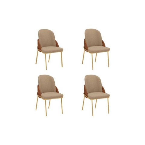 Cadeira Jantar Vitta Kit 4un Linho Bege/Terracota DJ Móveis