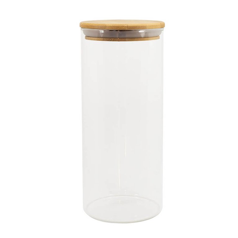 Pote Herméticos De Vidro Tampa Bambu Redondo 1,6 L