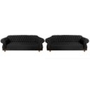 Ver imagem 1 de Dois Sofás Chesterfield Capitone Elisabeth Suede Preto 1,80cm