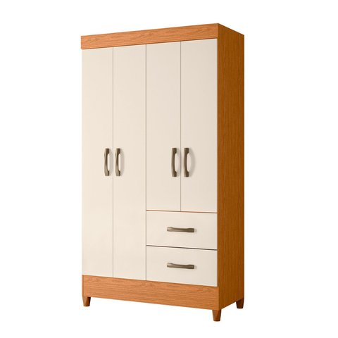 Guarda Roupa Mobi 4 Portas 2 Portas Cinamomo com Off White - Albatroz