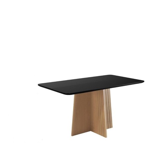Mesa para Sala de Jantar 160x90cm Isa Amarelo/Mel/Preto