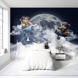 Papel de Parede Painel Ursinho Aviador Aquarelado - 3