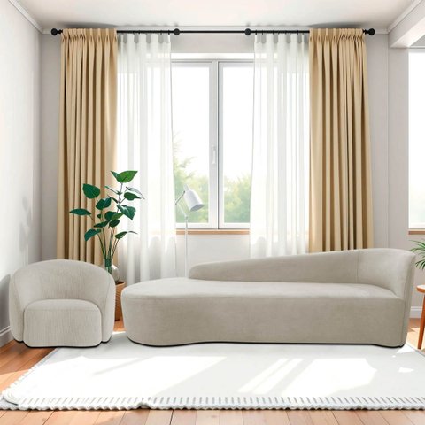 Kit Divã Recamier Orgânico França 220cm Lado Esquerdo e Poltrona Amore Linho