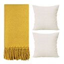 Ver imagem 1 de Manta para Sofá Gigante + Capas de Almofada Decorativa Cor:amarelo-bege