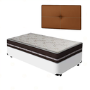 Ver imagem 1 de Box Solteiro Branca com Cabeceira Painel Iris Marrom e o Colchão de Molas Classic Superlastic 88cm