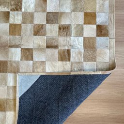 Tapete de Couro Tons de Bege Médio 2,00x3,00 Quadriculado Placa 10cm - 3