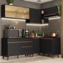 Ver imagem 1 de Armário de Cozinha Completa 332cm Preto/Rustic Reims Madesa XA02