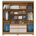 Ver imagem 3 de Guarda Roupa Casal 4 Portas 4 Gavetas Bilbão D02 Amendola/Off White - Mpozenato
