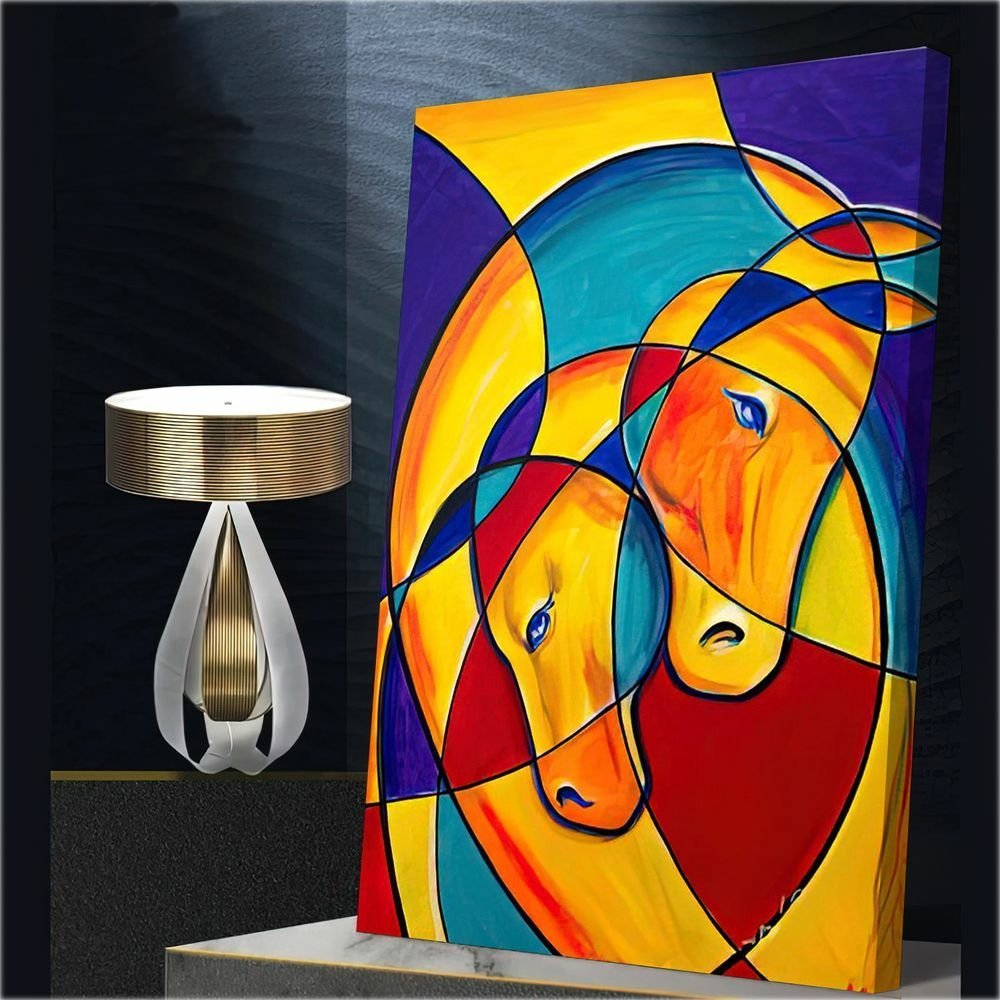 Quadro Cavalos Ondulares Abstratos:90x60 cm/PRETA