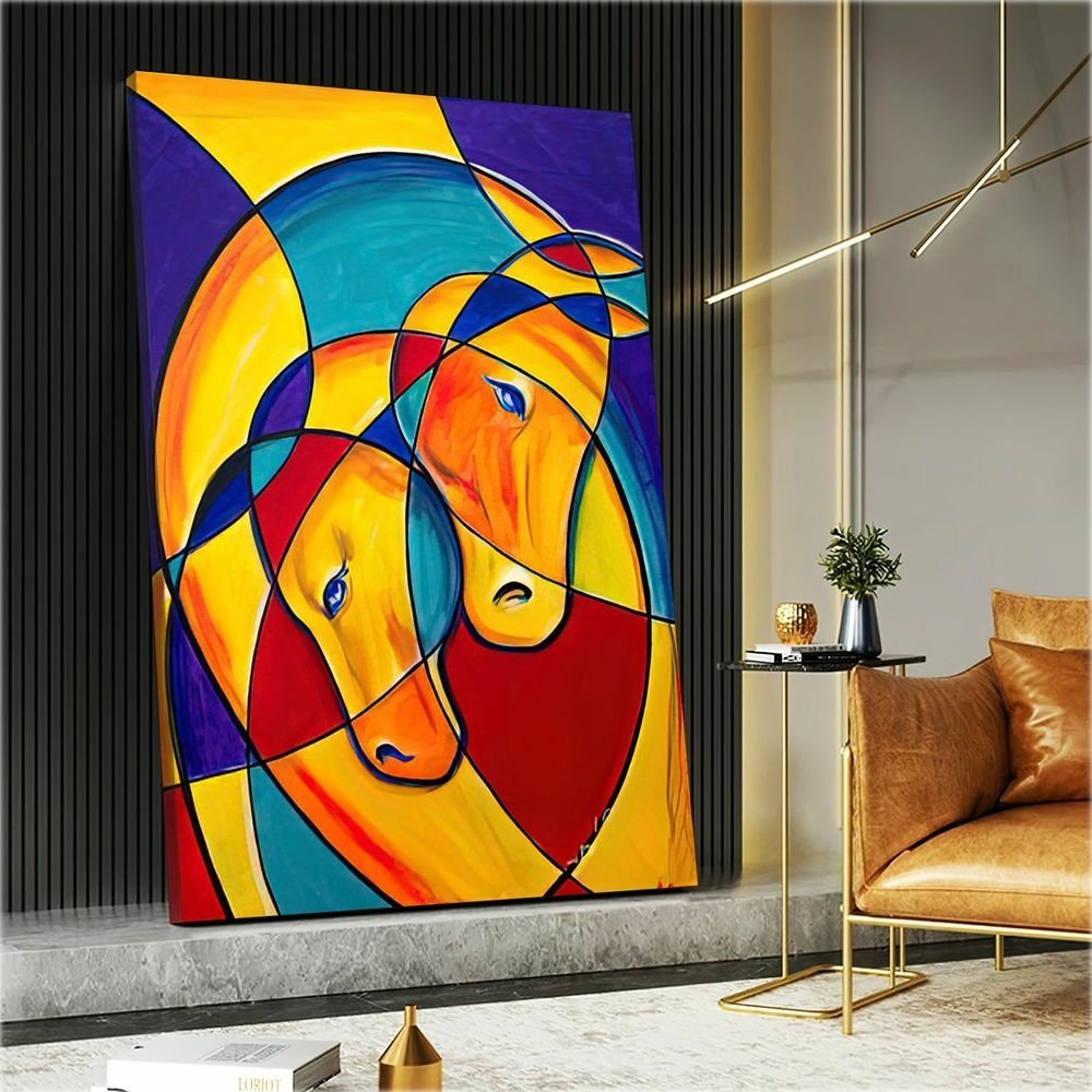 Quadro Cavalos Ondulares Abstratos:90x60 cm/PRETA - 2