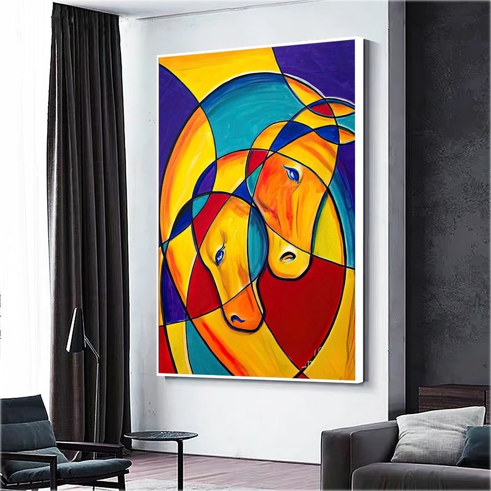 Quadro Cavalos Ondulares Abstratos:90x60 cm/PRETA - 8