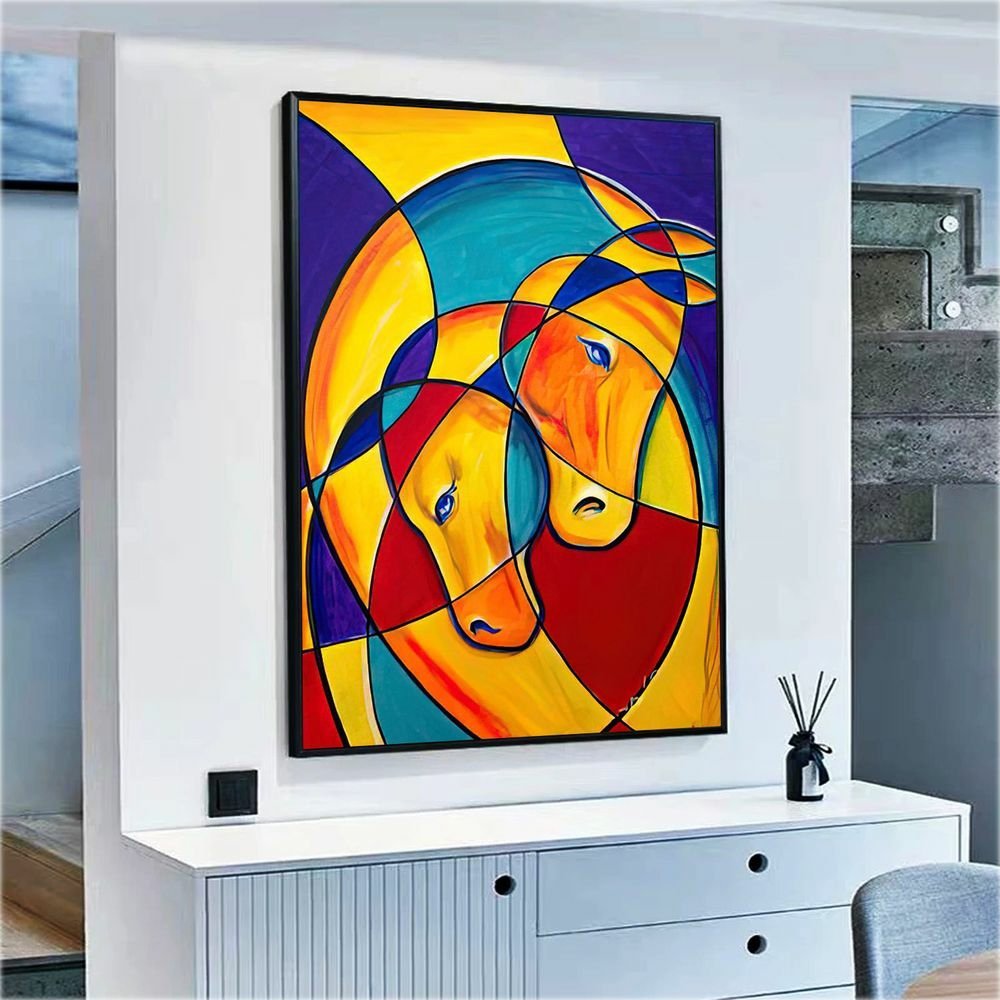 Quadro Cavalos Ondulares Abstratos:90x60 cm/PRETA - 3