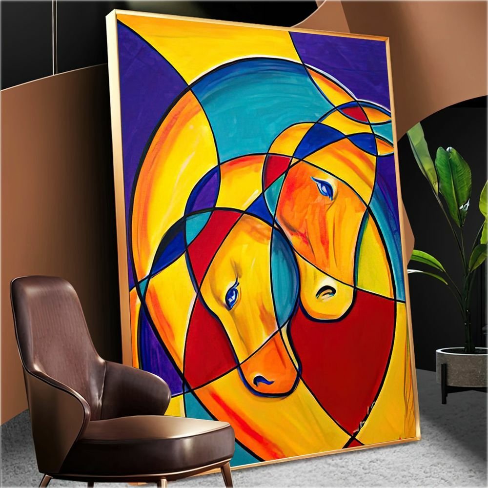 Quadro Cavalos Ondulares Abstratos:90x60 cm/PRETA - 5