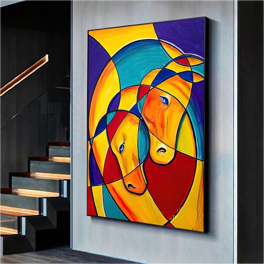 Quadro Cavalos Ondulares Abstratos:90x60 cm/PRETA - 4