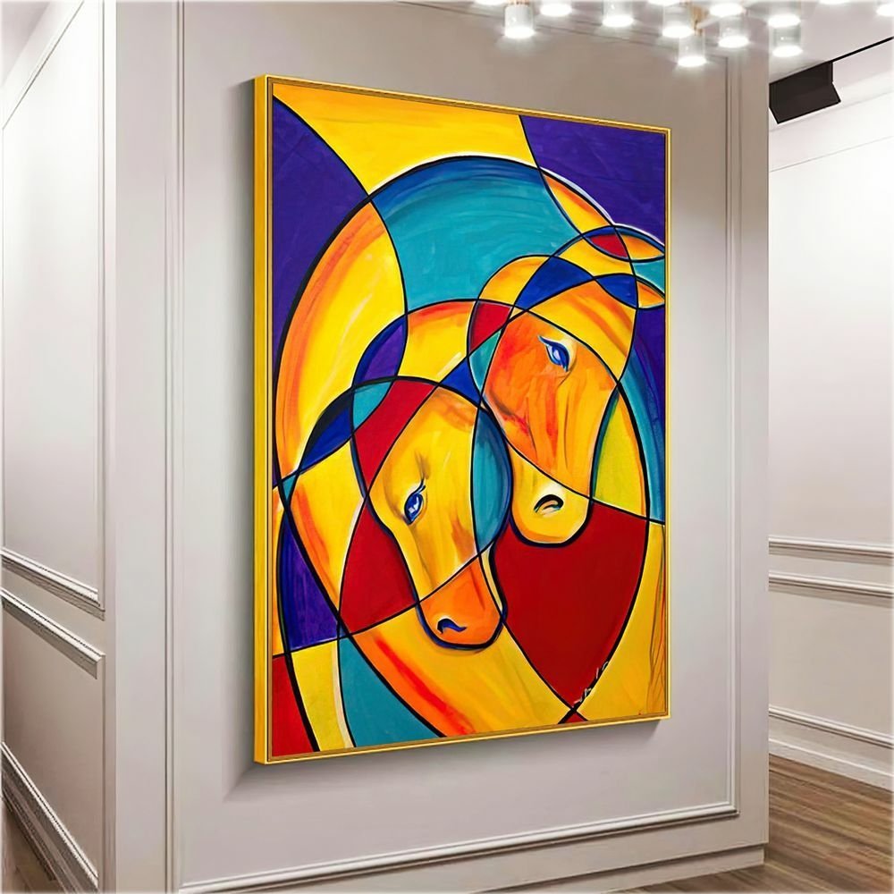Quadro Cavalos Ondulares Abstratos:90x60 cm/PRETA - 6