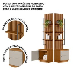 Rack com Painel Ripado Modulado para Tv até 75 Polegadas Nature Off White Ouro Preto Linea Brasil - 7