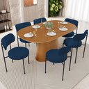 Ver imagem 2 de Cadeira Decorativa Estofada para Sala de Jantar Louise L02 Suede Azul Marinho - Lyam Decor