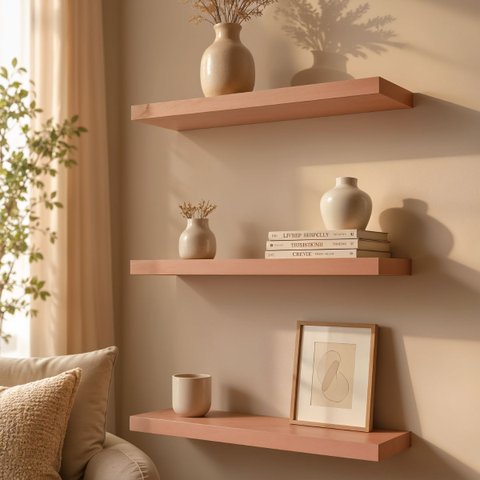 Kit de 3 Prateleiras 60cm MDF Rosa - On Móveis