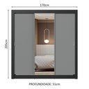 Ver mais imagens de Guarda-roupa Casal 3 Portas de Correr com Espelho Preto/cinza Nobre Madesa Preto/cinza