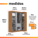 Ver imagem 3 de Guarda Roupas Modulado de Canto Madrid com 5 Portas e 2 Gavetas Maxel