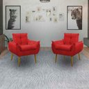 Ver imagem 4 de Kit 2 Poltrona Decorativa Sala de Estar Escritório Quarto Prime Cor: Vermelha