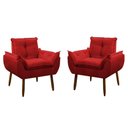 Ver imagem 1 de Kit 2 Poltrona Decorativa Sala de Estar Escritório Quarto Prime Cor: Vermelha