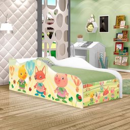 Cama Montessoriana Solteiro Fazendinha Animais 100% Mdf Lúdica Segura para Quarto Infantil - 1