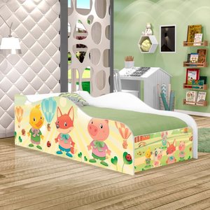 Cama Montessoriana Solteiro Fazendinha Animais 100% Mdf Lúdica Segura para Quarto Infantil