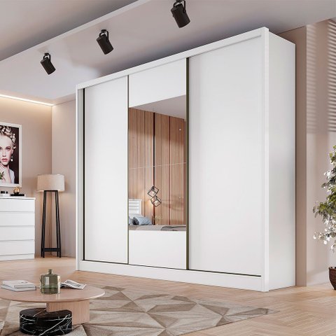 Guarda Roupa Kiev 3 Portas 6 Gavetas Com Espelho Clic Móveis
